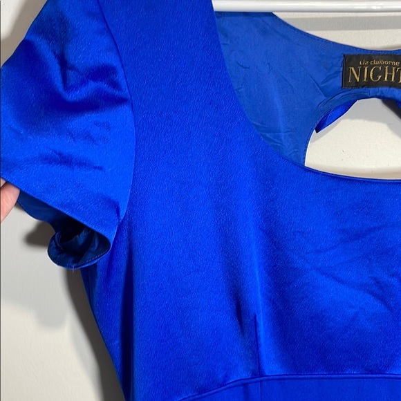 Liz Claiborne NIGHT - Vintage Cobalt Blue Sheath Maxi Dress with Flutter Sleeves - Picture 6 of 12